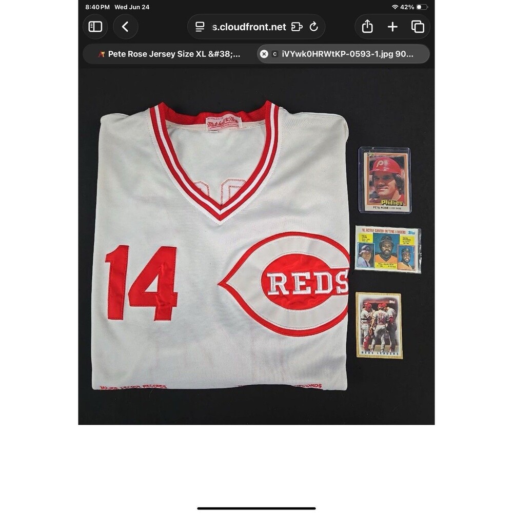 Mitchell & Ness Cincinnati Reds Pete Rose Throwback Jersey XL - Picture 9 of 9